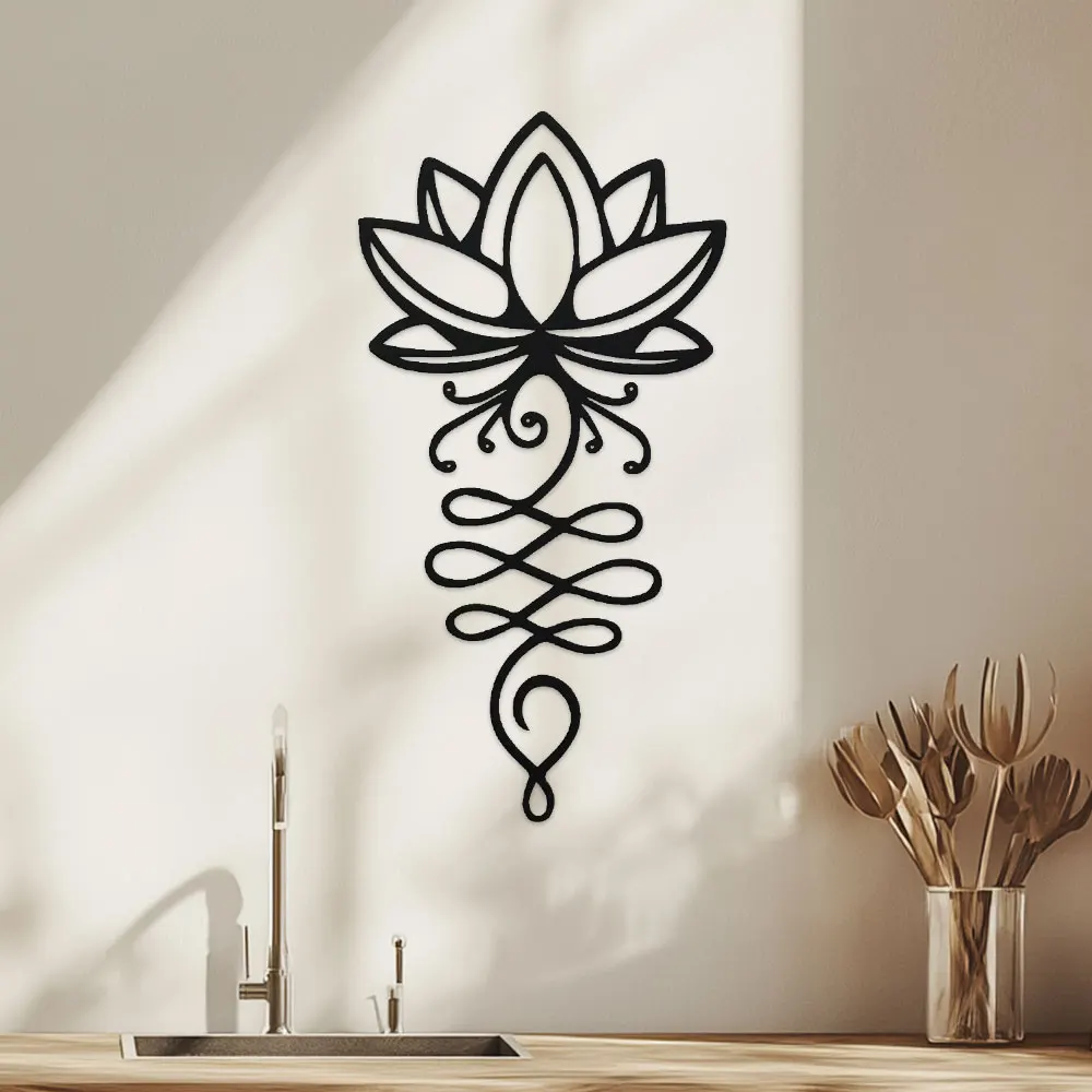 Bonsai Garden Decor - Lotus Wall Decoration,Metal Black Lotus Wall