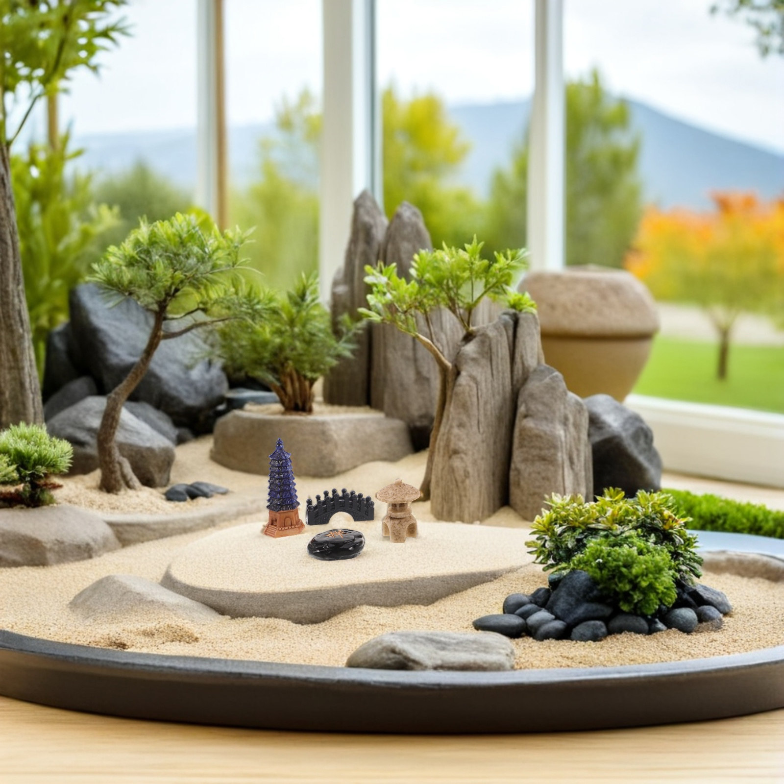 4Pcs Mini Japanese Pagoda Stat - Japanese Garden Bonsai review and price